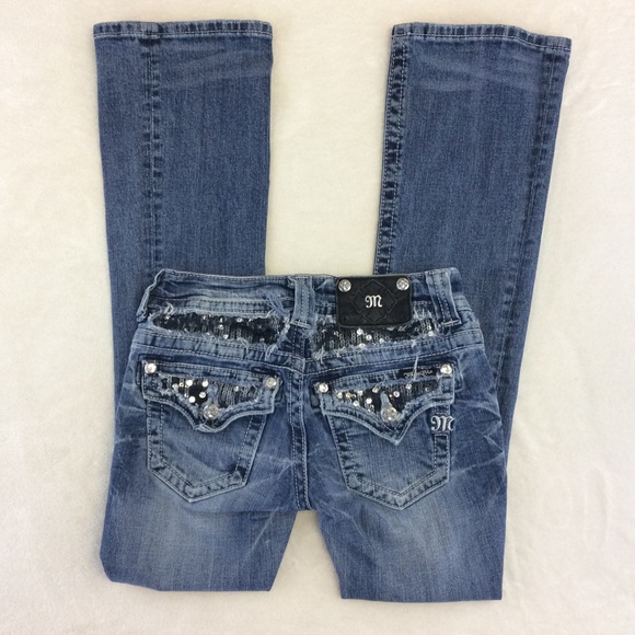 Miss Me Denim - 25 MISS ME sequin Rhinestone Distressed boot cut